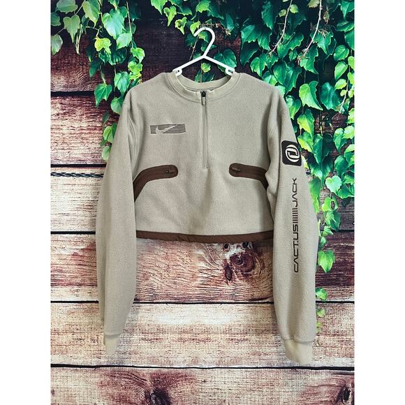 Nike x Cactus Jack Travis Scott Crop 1/4 Zip Fleece Crew Sweatshirt Women's L - Picture 1 of 7